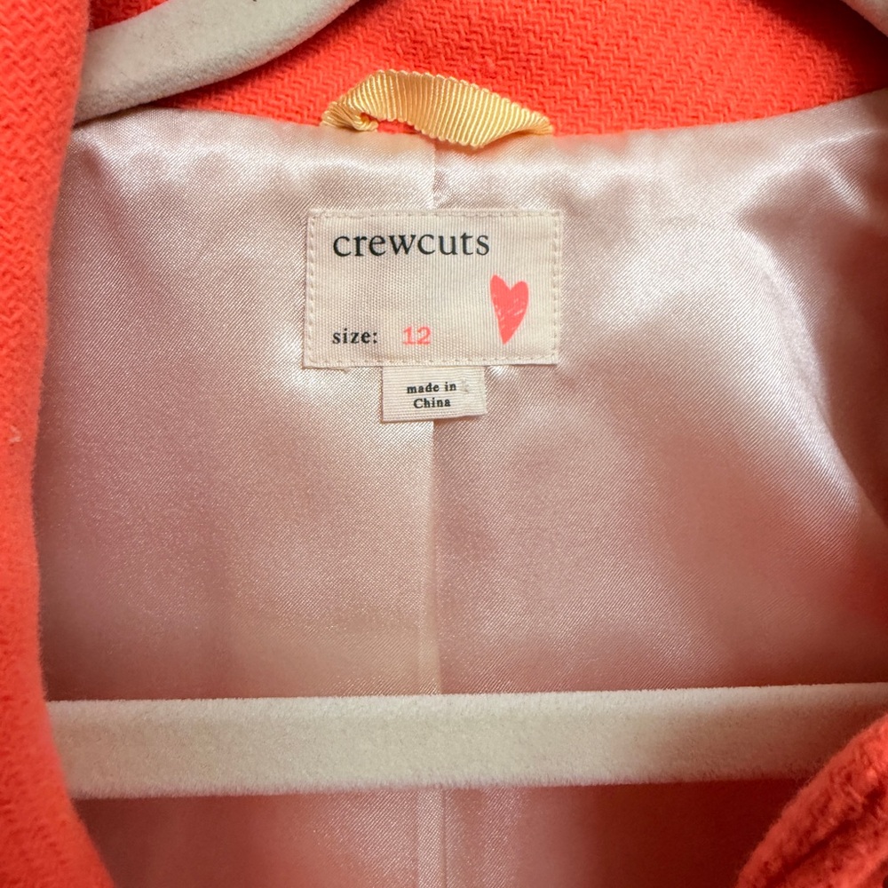 Crewcuts Coral-Orange Single-Breasted Pea Coat - Picture 2 of 3